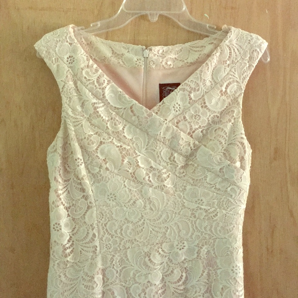 Blush lace dress, cocktail dress with capsleeves